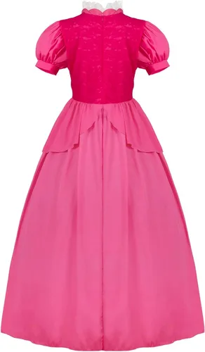 Vista 4 de Atchca Vestido de princesa melocotón para mujer y niña, disfraz de Halloween para cosplay
