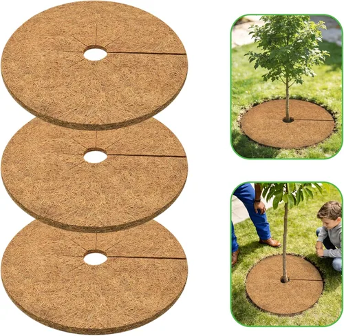 Vista 11 de ZeeDix Pack de 10 anillos de mantillo de fibra de coco, anillo de mantillo de coco coir de 6 pulgadas, protector de árbol 100% natural, anillo