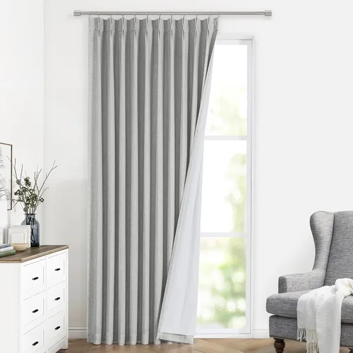 Vista 11 de Vision Home Cortinas marrones con pliegues pinzados, opacas completas, cortinas de ventana de lino mezclado para oscurecer la habitación, cortinas