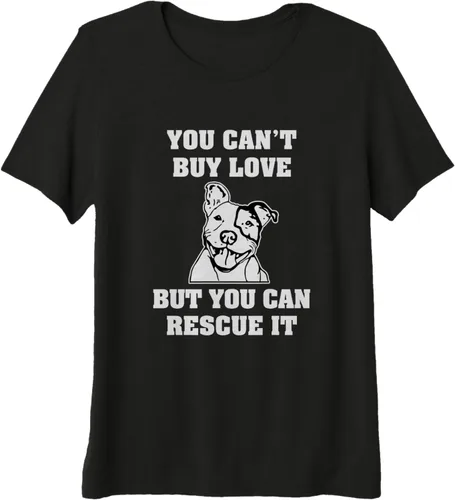 Vista 5 de No puedes comprar amor pero se puede rescate Pitbull playera, hombre S, Negro