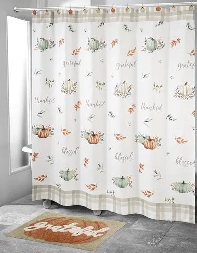 Vista 3 de Avanti Linens - Cortina de ducha de tela, decoración de baño inspirada en otoño (colección Grateful Patch)