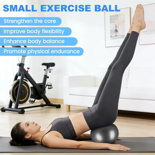 Vista 5 de Pelota de pilates de 9 pulgadas, pelota de ejercicio pequeña, pelota de entrenamiento para barra, pilates, yoga, estabilidad, entrenamiento