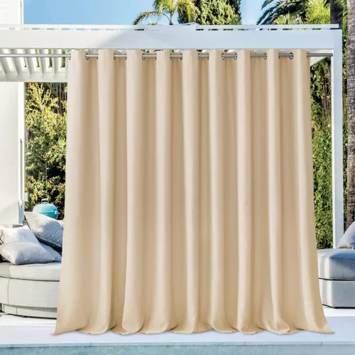 Vista 88 de NICETOWN Cortina para Exteriores para Patio Impermeable de 84 Pulgadas de Ancho, Aislamiento Térmico con Ojales Antioxidantes Bloqueo UV Cortina