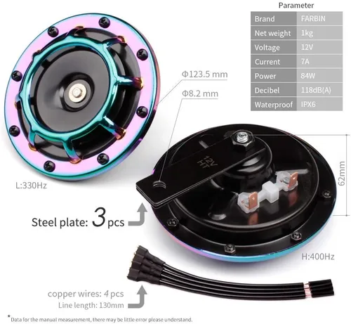 Vista 4 de FARBIN Bocina de coche para Toyota, Lexus, Subaru, bandera roja y otras series de modelos, bocinas gemelas de metal de tono alto/bajo de 12 V