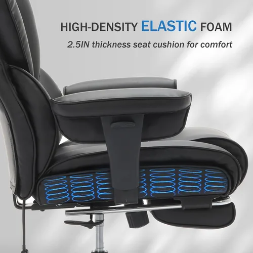 Vista 5 de Silla de oficina grande y alta de 600 libras con reposapiés y brazos abatibles, silla de oficina de tamaño grande para personas pesadas, soporte