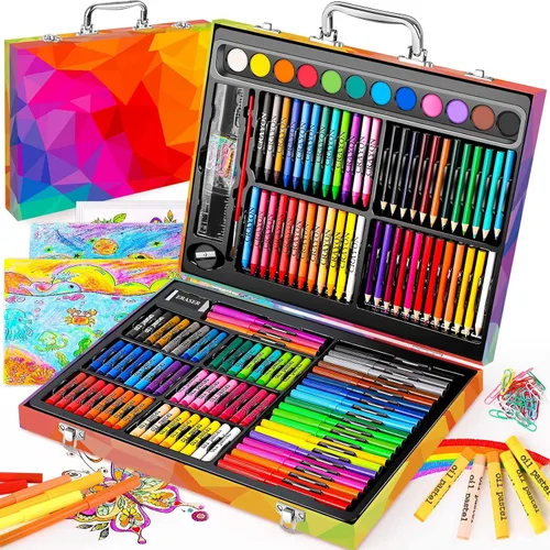 Vista 8 de Soucolor Suministros de Arte y Manualidades, Juego de Dibujo y Pintura de 183 Piezas para Niñas, Niños y Adolescentes, Kit de Arte para Colorear