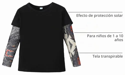 Vista 4 de LYSMuch Camiseta de manga larga para niños y niñas Negro