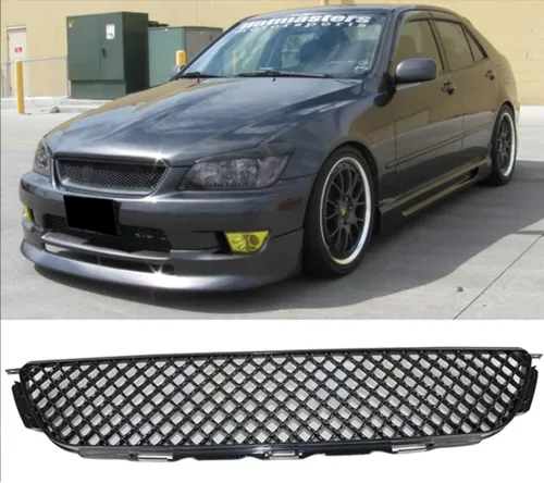 Vista 2 de Parachoques delantero parrilla de malla compatible con Lexus IS300 Altezza JDM 3D estilo diamante estilo ABS protector de plástico ABS 2001 2002