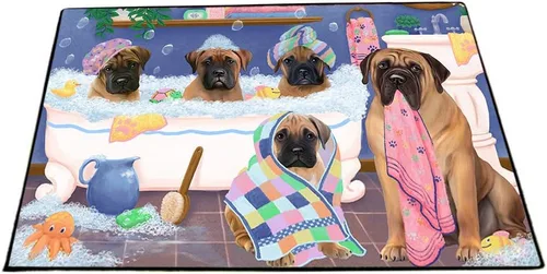 Vista 8 de Doggie of the Day Bullmastiff Dogs Floor Mat - 4th of July Independence Day - Best Dog Doormat - Protector Decor - Unique Portrait Art - Premium