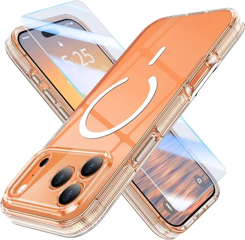 Vista 28 de MILPROX Compatible con iPhone 16 Pro Funda – con protector de pantalla – Compatible con MagSafe – Diseño magnético claro transparente – Que no se