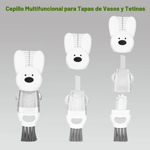 Vista 5 de Paquete de 3 cepillos para botellas, juego de cepillos de limpieza de botellas de agua de mango largo de acero inoxidable que incluye popote