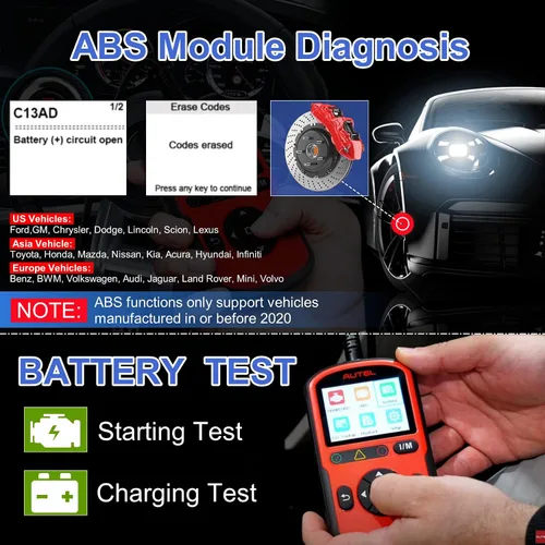 Vista 5 de Autel AL549 OBD2 - Lector de código de escáner con diagnóstico ABS y prueba de batería, código de falla del motor de verificación y reinicio
