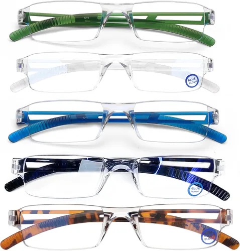 Vista 10 de AQWANO 5 Pack Rimless Reading Glasses Women Men Blue Light Block, Lightweight Clear Frames Computer Readers Anti Glare