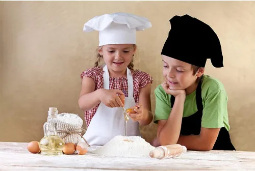Vista 7 de Toal - Juego de 8 delantales y sombrero de chef, delantales de cocina para niños, coloridos delantales ajustables con 2 bolsillos para niñas, niños