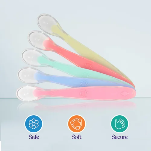 Vista 2 de Best Baby Spoons First Stage 4 meses, silicona suave de grado alimenticio, cuchara de bebé autoalimentada, cucharas para bebés, cucharas para niños