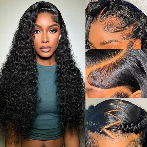 Vista 11 de Pelucas de cabello humano con encaje frontal de 13 x 4 pulgadas con cabello de bebé para mujeres negras, densidad del 220 %, pelucas de encaje 220%