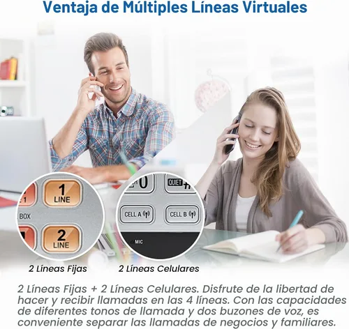 Vista 4 de Teléfono AT&T DECT 6.0 con identificador de llamadas y llamada en espera, Plateado/Negro