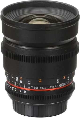 Vista 3 de Rokinon DS16M-NEX 0.630 in T2.2 Cine lente gran angular para cámaras Sony Alpha E-Mount lente intercambiable, color negro