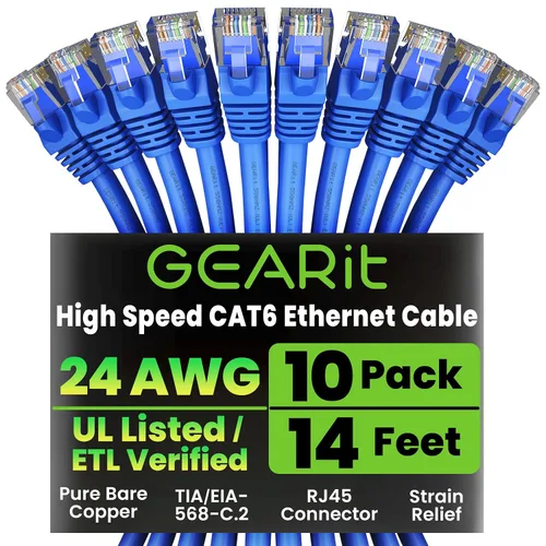 Vista 18 de GEARit Paquete de Cables Ethernet Cat 6 - Paquete de 20 Cables de Conexión Ethernet Cat6 de 1 pie Cable de Conexión de Red RJ45, Conectores