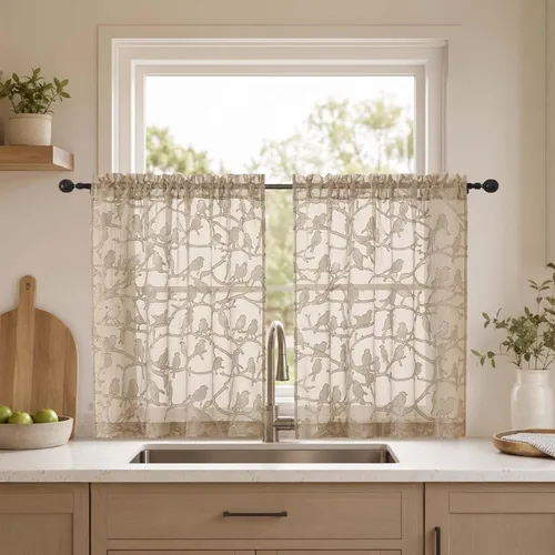 Vista 34 de OVZME Anji Clip Voile Sheer Tiers RD 2X30X36 Negro