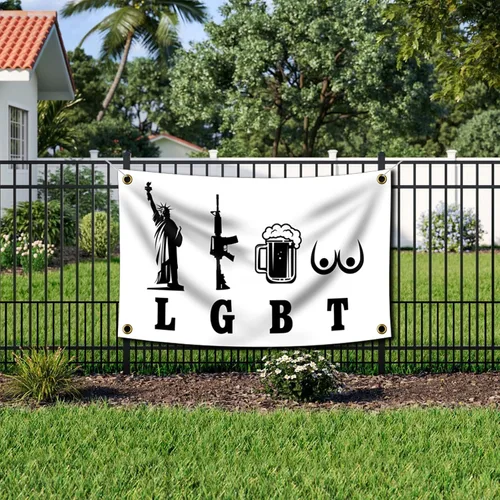 Vista 7 de Liberty Guns Beer Tittes - Póster divertido de pared de cueva de hombre duradero de 3 x 5 pies con ojales de latón. Este hermoso cartel entretenido