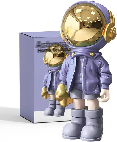 Vista 9 de EZ4ENCE Estatua de astronauta escultura de astronauta, escultura para decoración del hogar, decoración de estante azul artístico, decoración de mesa