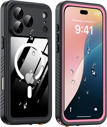 Vista 30 de ANTSHARE Funda impermeable IP68 para iPhone 16, negro/transparente Lente incorporada/protector de pantalla, protección militar contra caídas, funda
