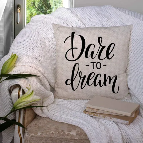 Vista 3 de SSOIU Dare to Dream Inspiration - Funda de cojín decorativa de lino y algodón para el hogar, funda de cojín para sofá, 18 x 18 pulgadas