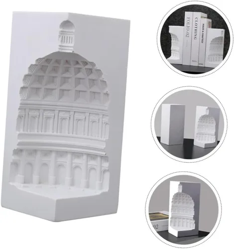 Vista 3 de Abaodam Sujetalibros romanos Estantes Estatua de Edificio Arquitectónico Modelo Creativo Adorno Decoración de Escritorio Decoración de Mesa