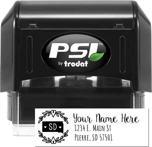 Vista 58 de State of Alabama Wreath Duo Hand Address Stamp - Personalized Rubber Stamp Montaje manual Duo