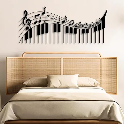 Vista 2 de Nota de metal musical para pared, notas musicales y arte de pared de metal para piano, decoración de pared de metal musical, arte de pared de notas
