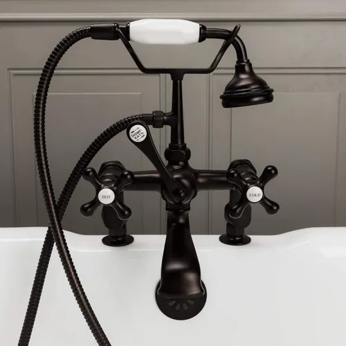 Vista 6 de Morris Randolph Rim Monte Inglés teléfono Clawfoot Tub llave con Handshower