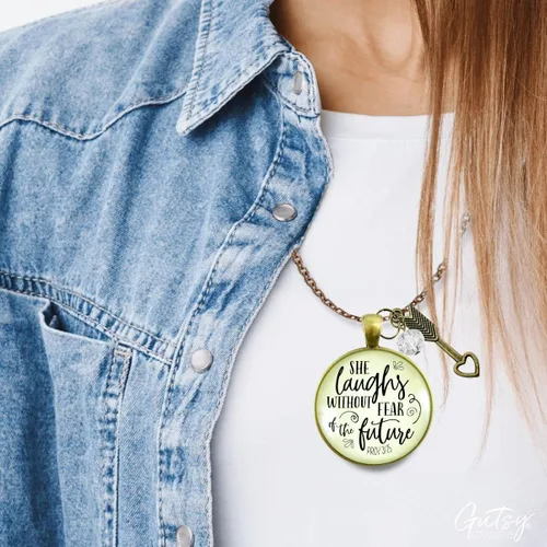 Vista 52 de Gutsy Goodness Collar inspirado en la mujer de la fe, colgante hecho a mano con mensaje de esperanza