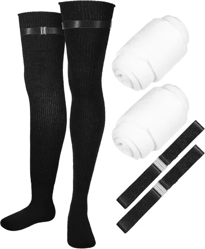 Vista 7 de KESYOO Calcetines altos hasta el muslo para mujer, calcetines gruesos por encima de la rodilla, extra largos, calentadores de piernas, medias