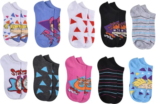 Vista 2 de Nickelodeon Calcetines Rewind No Show para mujer, 90's Rewind, 9-11