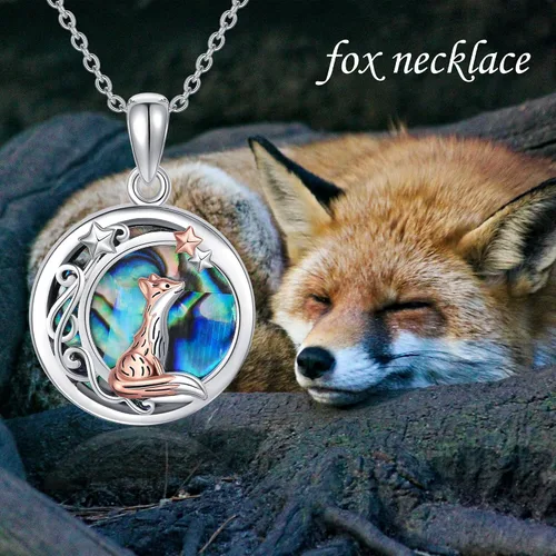 Vista 6 de Collar de plata de ley con colgante de zorroserpienteunicorniobúho en la lunaconejocaballo, joyería de regalo para mujeres, mamá, hermana