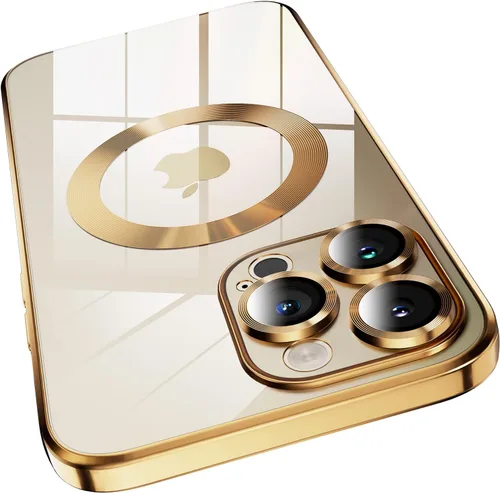 Vista 3 de Funda de silicona diseñada para iPhone 14 Pro Max de 6.7 pulgadas (oro transparente) para mujeres y niñas, diseño lindo de silicona suave
