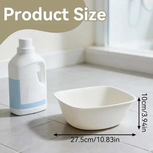 Vista 3 de Lavabo portátil para lavar, lavabo multiusos de plástico, bandeja apilable de frutas y verduras para limpieza (S, blanco)