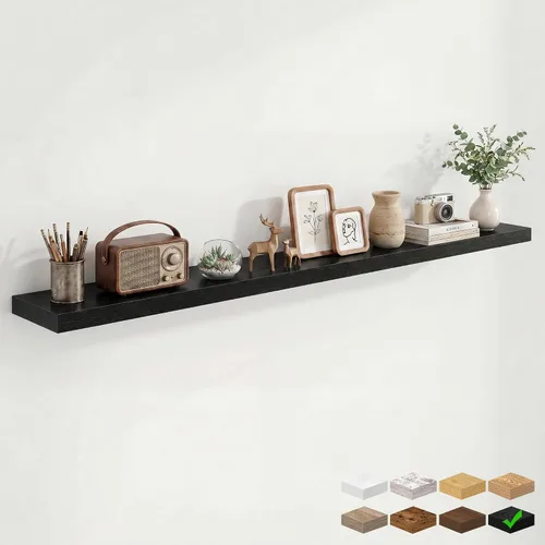 Vista 83 de Marsmiles 12in Depth Floating Shelves, 12x12x1.4, Rustic Brown, Set of 3 Marrón rústico