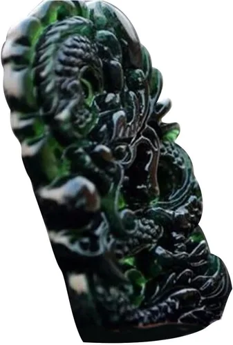 Vista 6 de Xuyuan Jade Dragon Necklace - Dragon Necklaces Jade Pendant Carving Technique Chinese Dragon Fortune Amulet Women Fashion Jewelry