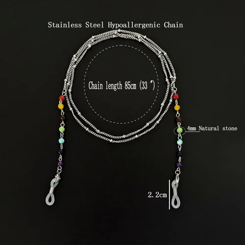 Vista 2 de Cadenas de lentes de 7 chakras para mujer, cadena de lentes con piedras preciosas - Correa para gafas para mujer