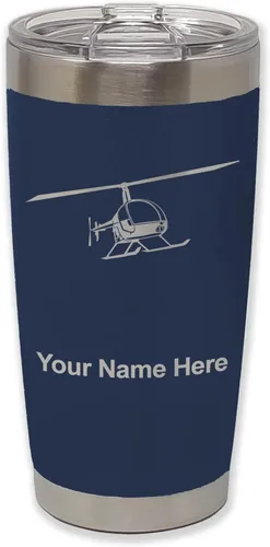 Vista 23 de LaserGram Vaso aislado al vacío de 20 onzas, helicóptero 2, grabado personalizado incluido (negro)