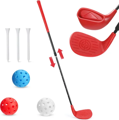 Vista 10 de Realspring Juego de palos de golf ajustables para patio trasero, palos de astillado de plástico, bolas de plástico para exteriores, interiores