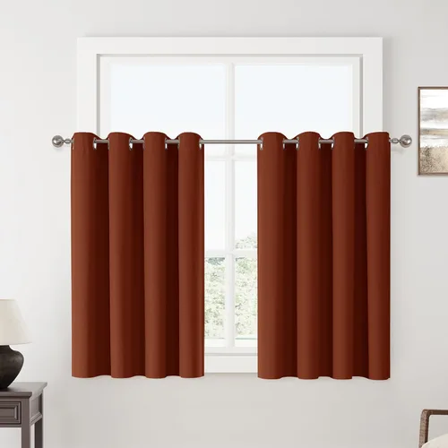 Vista 96 de ChrisDowa Cortinas 100% Opacas de Abedul Sólido de 45 Pulgadas de Largo, 2 Paneles para Dormitorio y Sala de Estar, Estilo Granja Oscurecedoras