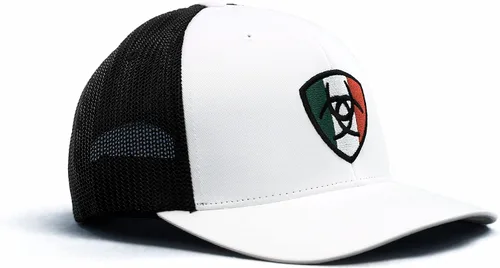 Vista 2 de ARIAT Gorra blanca con logotipo Flexfit Shield para hombre