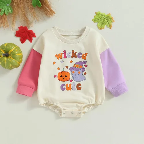 Vista 2 de Traje de Halloween para bebé, niño, niña, sudadera de calabaza, mameluco de burbujas, suéter de gran tamaño, ropa de otoño e invierno