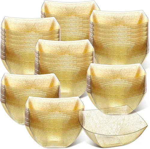Vista 12 de Sliner 100 Piezas Cuencos de Plástico Cuadrados 8 oz Cuencos de Servir de Plástico Desechables Contenedores de Chips para Fiestas, Contenedores