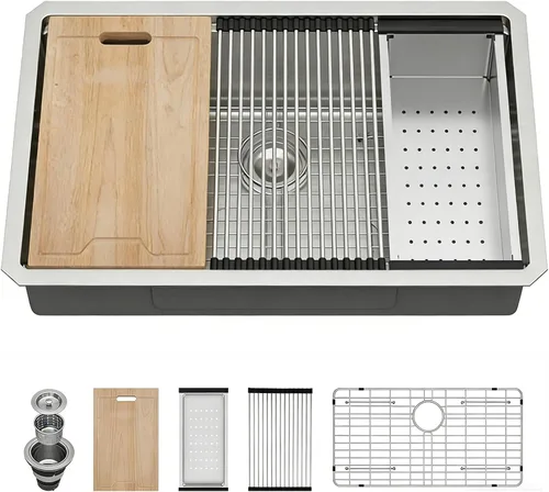 Vista 36 de Kichae Fregadero de Barra Bajo Montaje - Fregadero de Barra de Preparación de 12 x 15 Pulgadas de Acero Inoxidable Calibre 16 Fregadero de Cocina