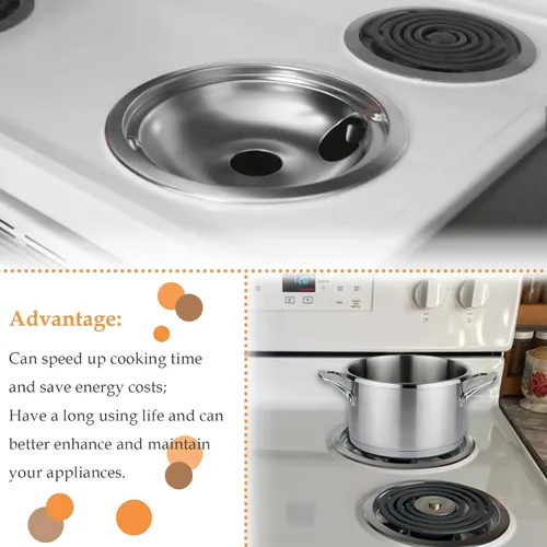Vista 6 de Paquete de 4 bandejas de goteo cromadas mejoradas, cuencos reflectores compatibles con Whirlpool W10196405 W10196406 W10278125