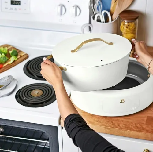 Vista 7 de 10 en 1 6 cuartos de galón eléctrico multi-cocina blanco glaseado por Drew Barrymore